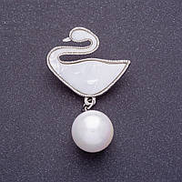 Брошка "Лебідь" колір металу срібло купити біжутерію оптом в інтернеті