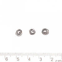 Фурнітура намистина "рисунок Серце" 6х6мм отвір d-1мм колір металу "срібло" пак.20гр. + -45шт купити біжутерію дешево оптом в