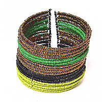 Браслет бісер скоба чорний зелений жовтий бурштиновий купити біжутерію оптом в інтернеті