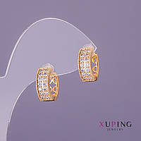 Сережки Xuping білі стрази d-5мм L-15мм колір золото купити біжутерію оптом в інтернеті