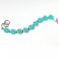 Браслет Троянди блакитні полімерна глина застібка Тогл купити біжутерію оптом в інтернеті