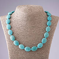 Буси Бірюза зелена в прожилках овал L- 53 см d — 15х20мм купити біжутерію дешево гуртом в інтернеті