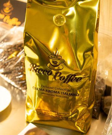 Кава в зернах ricco coffee crema aroma italiano 250 гр + ложка в подарунок 80% арабіка 20% робуста