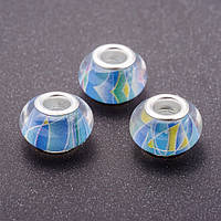 Намистина Пандора блакитна пластик d-13мм d-5мм фас.11шт купити біжутерію оптом в інтернеті