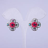 Сережки "Астри" малинові d-22мм купити біжутерію дешево гуртом в інтернеті