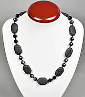 Намисто Лава восьмикутник + чорний Агат L-50см купити біжутерію дешево оптом в інтернеті