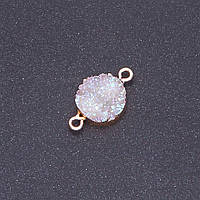 Конектор біла космос "Друза" акрил "золото" d-14мм L3мм купити біжутерію дешево оптом в інтернеті