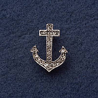 Брошка Якір 2,8х2см сірий метал в стразах купити біжутерію дешево оптом в інтернеті