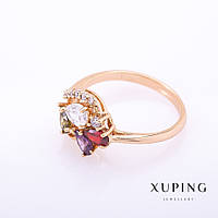 Каблучка Xuping колір металу "золото" різнокольорові камені 4мм р-р 16,17,18,19 купити біжутерію оптом в інтернеті