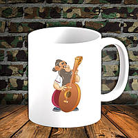 Білий гурток (чашка) для військового з принтом Козак грає 1