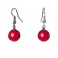 [33/12мм] Сережки застібка-петля червоні, кулька, майорка купити біжутерію дешево оптом в інтернеті