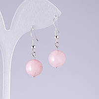 Сережки Рожевий кварц кулька d-12мм купити біжутерію дешево оптом в інтернеті