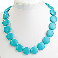 Намисто блакитне Бірюза (їм.) монетка 20 мм+- L-46 см+-купити біжутерію дешевооптом в інтернеті