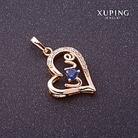 Підвіска Xuping Love синій камінь колір "золото" 27х16мм купити біжутерію оптом в інтернеті