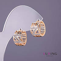 Сережки Xuping стрази білі d-8 мм L-14мм колір золото купити біжутерію оптом в інтернеті