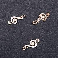 Фурнітура підвіс Скрипковий ключ "золото" біла емаль d-9мм L2м in-d-1,7мм фасування 9шт. (+ -) купити біжутерію дешево оптом в