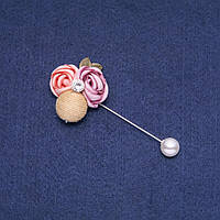 Брошка шпилька з тканини "Бутоньєрка" 92х35мм купити біжутерію дешево оптом в інтернеті