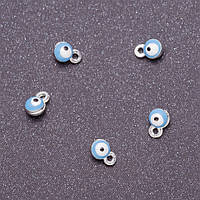 Фурнітура підвіска "очей" d-4мм L-6мм блакитна емаль метал сірий фас.14шт купити біжутерію дешево оптом в інтернеті