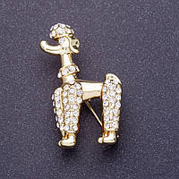 Брошка "Королівський пудель" 2х4см колір металу лимонне золото купити біжутерію дешево оптом в інтернеті