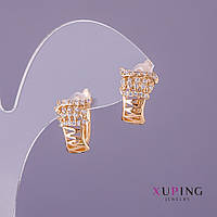 Сережки Xuping білі стрази d-10мм L-15мм колір золото купити біжутерію оптом в інтернеті