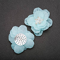 Фурнітура нашивка Чайна троянда акрил блакитний d-45мм купити біжутерію дешево оптом в інтернеті