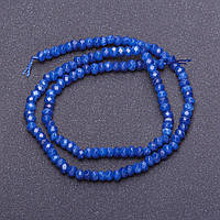 Намистини з каменю "Лазурит" (імітація) світло синій гранований рондель d-4х3мм+- L-38см+- купити біжутерію дешево оптом в