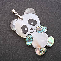 Кулон з Перламутру та Халіотіса Панда 34х52х62мм купити біжутерію гуртом