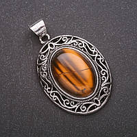 Кулон з натуральним каменем Тигрове око в оправі під старовину 33х40х52мм купити біжутерію дешево оптом в інтернеті