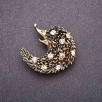 Брошка з рожевими стразами 42х42мм жовтий метал купити біжутерію дешево оптом в інтернеті