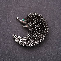 Брошка панголин зелені стрази 43х43мм сірий метал купити біжутерію дешево оптом в інтернеті