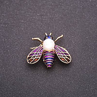 Брошка Метелик фіолетова емаль 33х28мм жовтий метал купити біжутерію дешево оптом в інтернеті