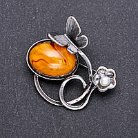 Брошка Метелик кована "Янтарна" 47х47мм сірий метал купити біжутерію дешево оптом в інтернеті