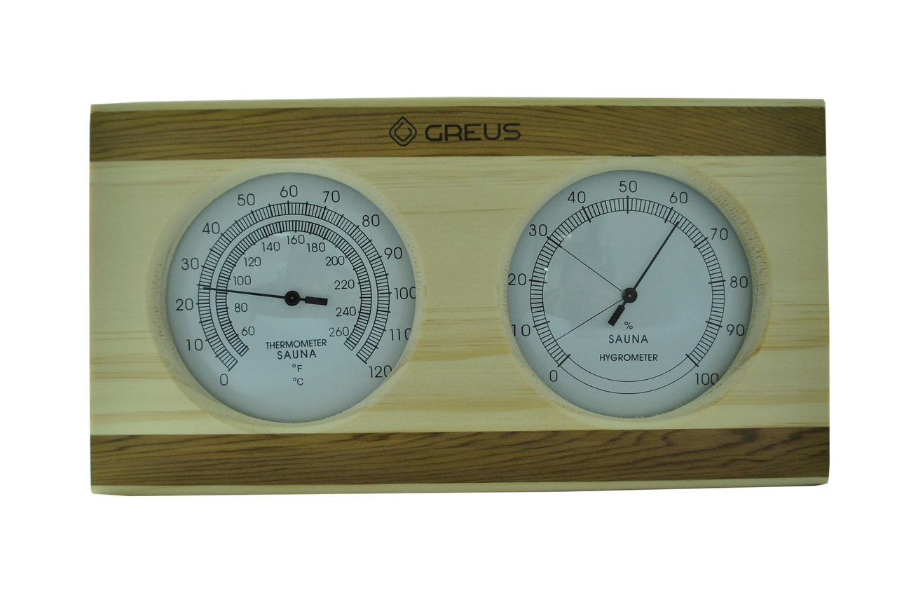 Термо-гігрометр Greus сосна/кедр 26 х 14 для лазні та сауни