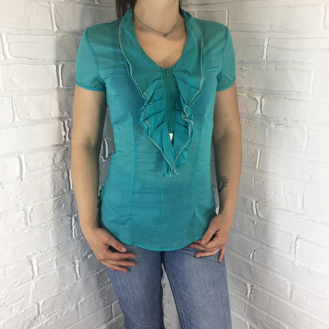 Сорочка жіноча бірюза Жабо S