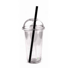 Пластиковий купольний стакан із кришкою (400 мл) для літніх напоїв 50 шт./пач.