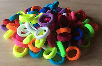 Гумки для волосся махрові 3 см, набір 100 шт | М’які резинки без заломів | Для дівчат, жінок і дітей