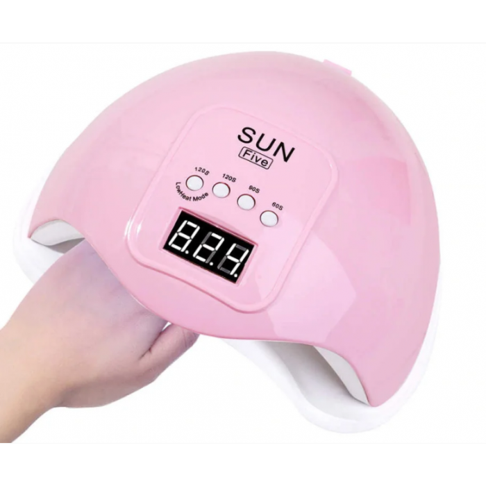 УФ-лампа для гель-лаку SUN Five LED UV Lamp 48 W для полімеризації, нарощування нігтів USB Рожева