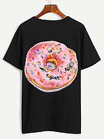 Женская футболка с пончиком Черный, 48