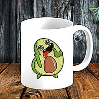 Білий кухоль (чашка) з принтом "Авокадо з язиком"