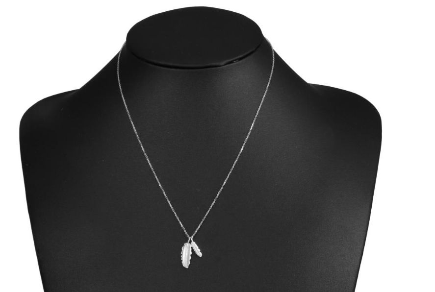 100% серебряный кулон подвеска Двойное перо ожерелье + цепочка - фото 3 - id-p499308628
