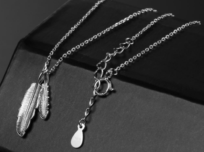 100% серебряный кулон подвеска Двойное перо ожерелье + цепочка - фото 1 - id-p499308628