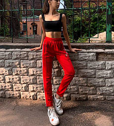 Жіночі спортивні штани літні Adidas класичні червоні Туреччина. Фото в живу. топ. Є 4 кольори