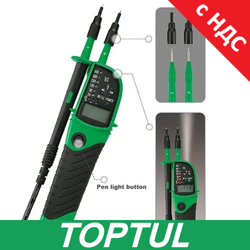 Тестер напруги мультифункціональний з цифровим дисплеєм 12~690V AC/DC EAAA0169 TOPTUL