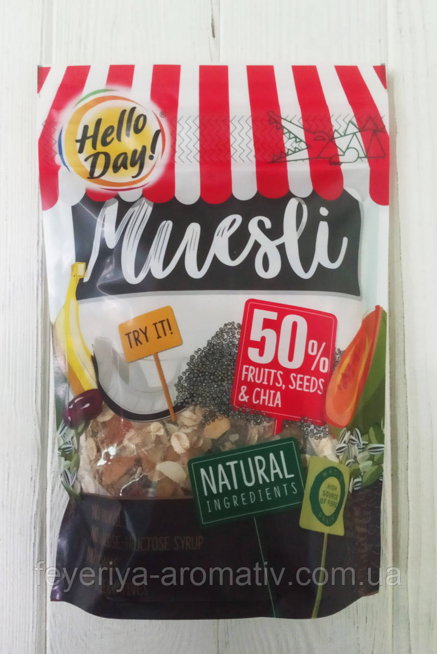 Пластівці з фруктами, насінням та чіа AGUS Hello Day 300г (Польща)