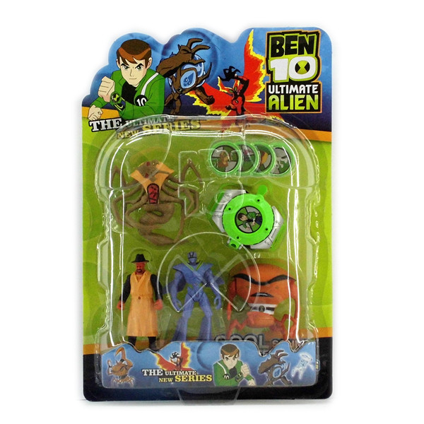 Ben10 4 фігурки, світяться 5 серії + годинник з дисками - Краб+Робот+Жук +Адватай