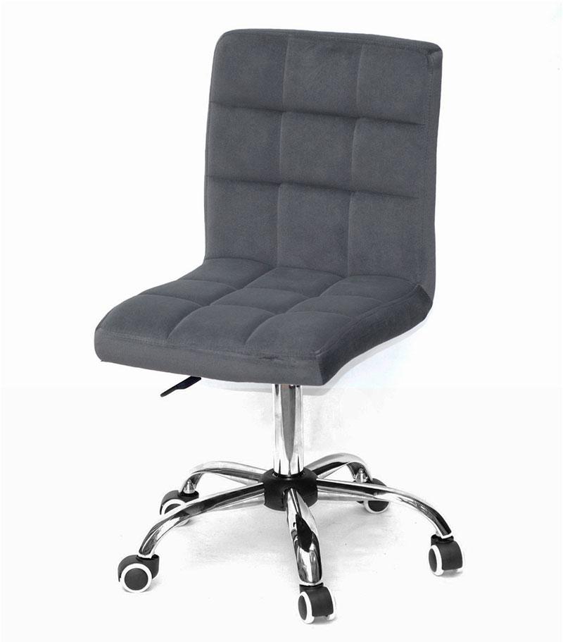 Стілець Augusto CH-Office велюр сірий В-1004 на хромованій базі з коліщатками, фото 1