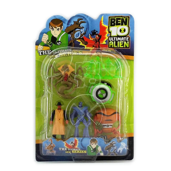 Ben10 4 фігурки, світяться 5 серії з годинником - Жук+Краб+Іон+Адватай