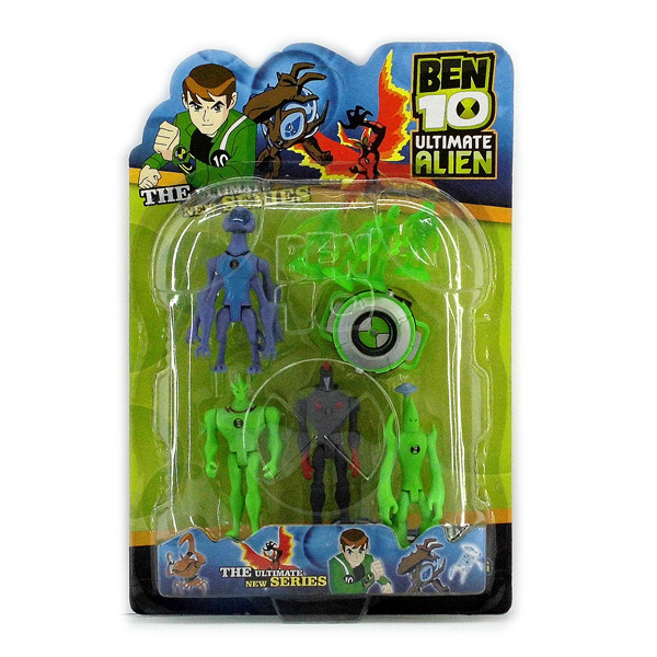 Ben10 4 фігурки, світяться 5 серії з годинником - Кристал + Желе і його прототипи