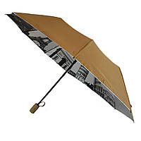 Женский зонт полуавтомат Bellissimo с узором изнутри и тефлоновой пропиткой, бежевый, 018315-7