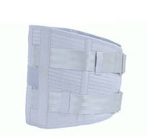 Бандаж для спини поперековий сірий M з 4 металевими ребрами жорсткості та регулюванням фіксації